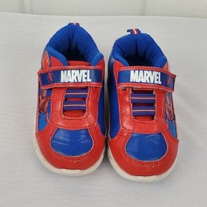 Marvel Spiderman Toddler Boy Hook and Loop Closure Blue Sneakers Size 7
